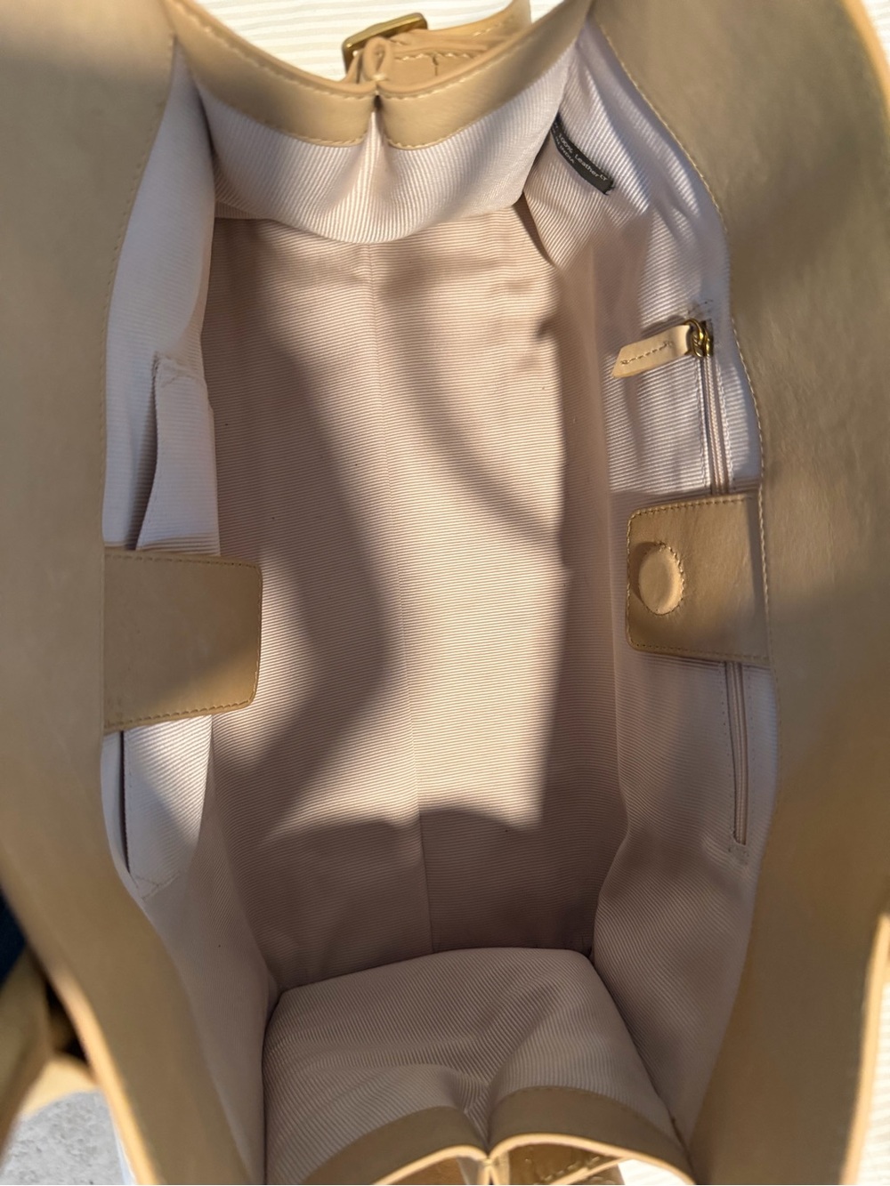 Neutral Tan Leather Top-Handle Satchel - Picture 3 of 4